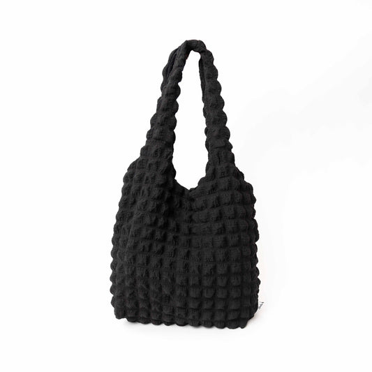 Black Water Bottle Pocket Tote Bag