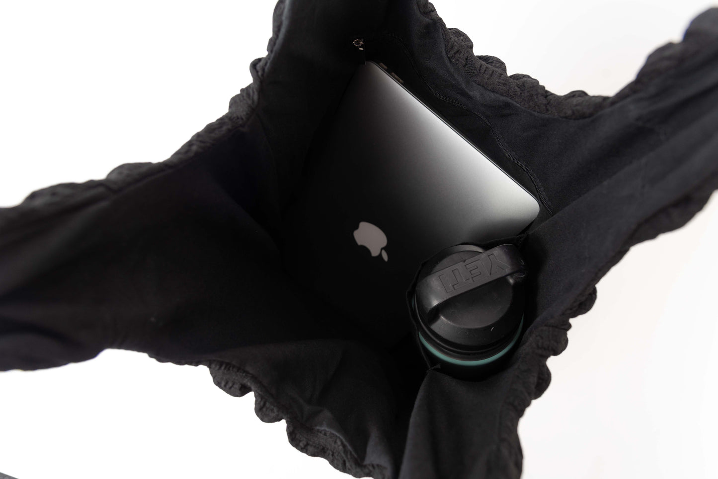 Black Water Bottle Pocket Tote Bag