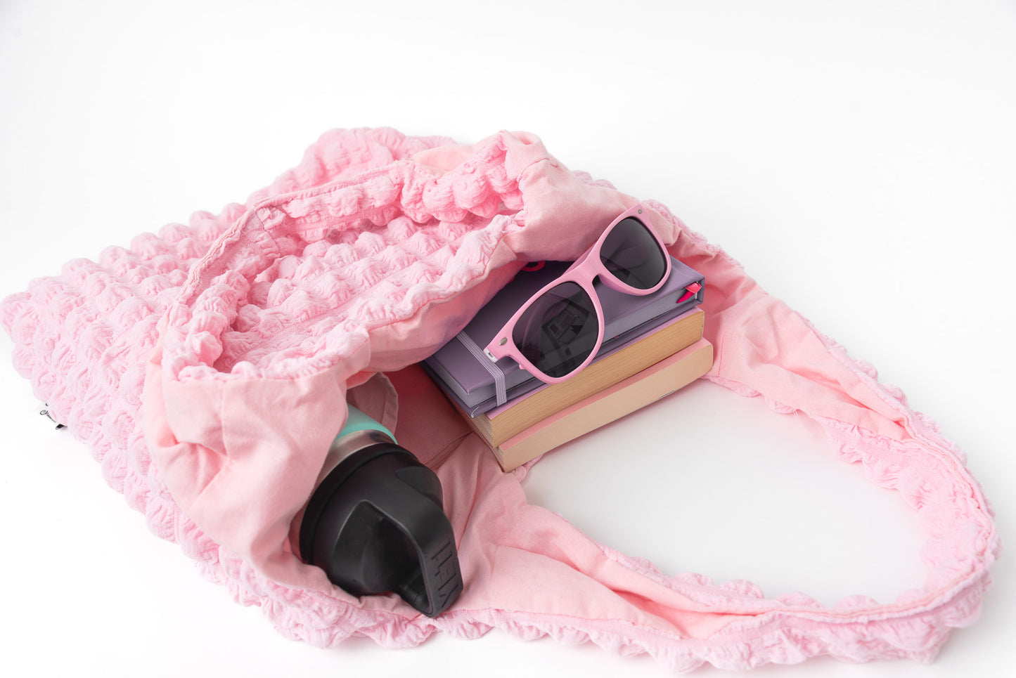 Pink Water Bottle Pocket Tote Bag